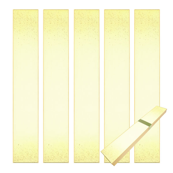 かみもん 短冊色紙並巾 鳥の子 ピース no.1001 黄 上下ボカシ 金振り 6.1×36.3(cm) 50枚入り 並幅 砂子 和歌 短歌 俳句 書道 教室 ...