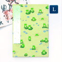 【GW限定100円引セール】かみもん 御朱印帳 かえる 緑 自然 グリーン Lサイズ 特大 12×18cm 京友禅紙御朱印帳 和紙 ご朱印帳 御朱印帖 ご朱印帖...