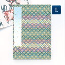 【GW限定100円引セール】かみもん 御朱印帳 花柄 水色 ブルー カラフル Lサイズ 特大 12×18cm ご朱印帳 御朱印帖 ご朱印帖 御集印帳 納経帳 蛇...