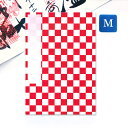 【最大1500円クーポン】かみもん 御朱印帳 市松柄 赤 Mサイズ 大判 11×16cm 和紙 ご朱印帳 ご朱印帖 御集印帳 納経帳 蛇腹タイプ ブロックチェッ...