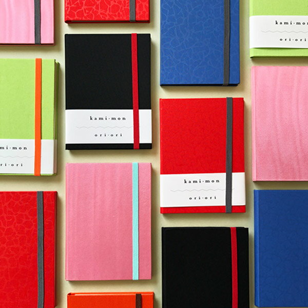 かみもん ゴムバンド付き御朱印帳 ori-ori 選べる6色 16.4×11.7(cm) アコーディオンノート アルバム 手帳 旅行 思い出 布表紙 赤 青 オ...
