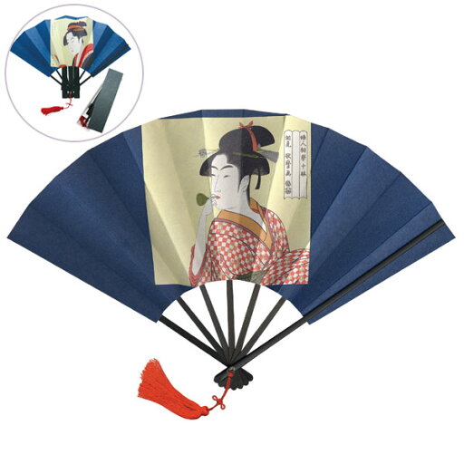 【祇園祭◆200円SALE】マツヨシ 7100-02 黒骨 歌麿美人画 飾り扇子「ビードロ(扇子立付き)」箱入り 扇子 約27cm メーカー取寄品 和小物 和装 雑貨 和雑貨 プレゼント ギフト お祭り 祭り 夏 ファッション インテリア mt10