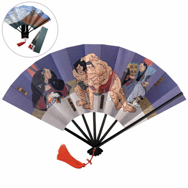 【マラソン最大1000円クーポン】マツヨシ 7200-09 黒骨 飾り扇子「相撲・取組(扇子立付き)」箱入り 扇子 約27cm メーカー取寄品 和小物 和装 雑貨 和雑貨 プレゼント ギフト お祭り 祭り 夏 ファッション インテリア