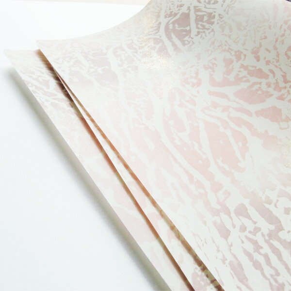 かみもん かな料紙 はく奪風 No.2256 茶紫+石竹色 5枚入り 全懐紙判 37.5×51(cm) 石州 雁皮紙 薄具引き 特殊ボカシ 胡粉 砂子 仮名料紙 書道 教室 きれい ピンク 最高級 あす楽