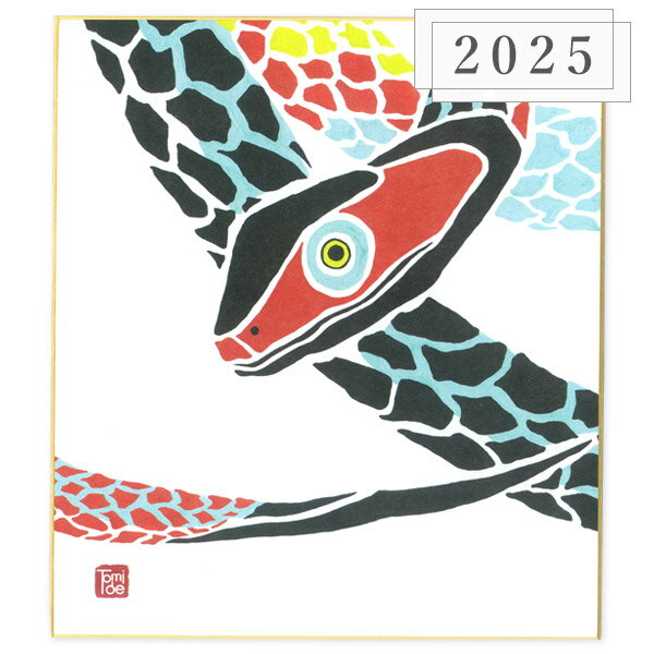 かみもん 2025年 干支色紙 tomide氏描き下ろし「神眼」1枚入り 令和7年 オリジナル 巳年 正月飾り へび ヘビ 蛇 縁起物 十二支 干支飾り 幸運 かっこいい おしゃれ お祝い品 進物 贈答品 子 丑 寅 卯 辰 巳 午 未 申 酉 戌 亥 あす楽　moto