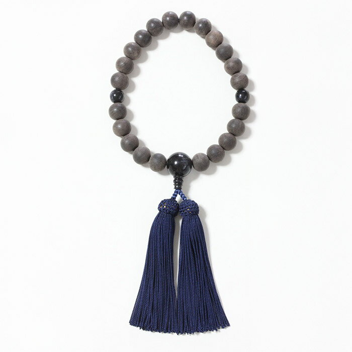 土屋念珠店 略式数珠 男性向け 952321322010「すびき黒檀(青トラメ石仕立)」8寸紙箱入 メーカー直送品 ※他ブランド商品と併買不可※ 数珠 冠婚葬祭...