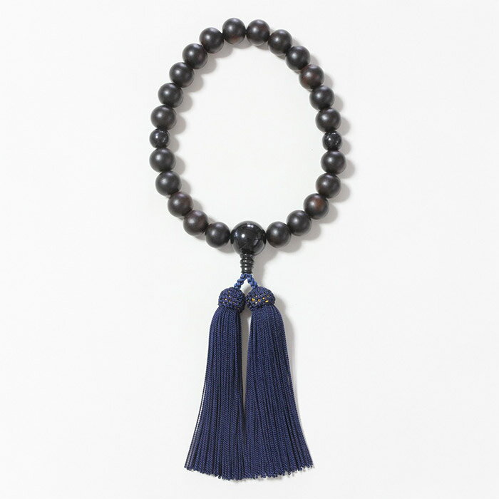 土屋念珠店 略式数珠 男性向け 952333322020「艶消縞黒檀(青トラメ石仕立)」8寸紙箱入 メーカー直送品 ※他ブランド商品と併買不可※ 数珠 冠婚葬祭...