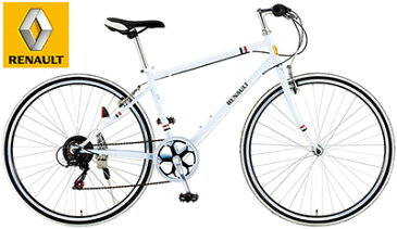 RENAULT　ルノー　シティーサイクル700C 約27インチ自転車シマノ製6段変速ギア＆ボトルゲージ搭載ライトグリーン　ブルー ホワイトクロスバイク　ツートンカラータイヤCROSSBIKE AL-CRB7006
