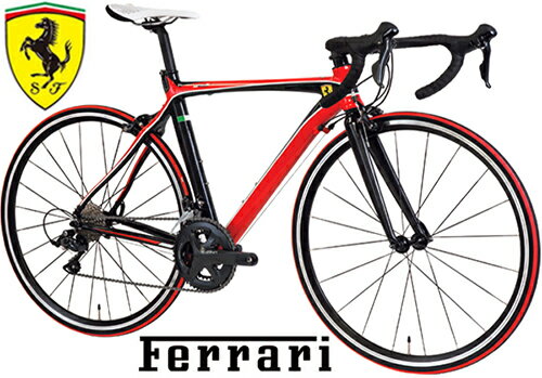 Ferrari フェラーリ700Cロードバイクアルミフレームレッド×ブラック 約27インチ自転車カーボンフロントフォーク シマノ製21段変速ギア羽馬ロゴイタリアブランド前後輪クイックリリースハブデュアルコントロールレザー搭載ドロップハンドル