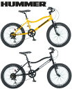 HUMMER ハマー20インチクルーザーバイク3.0インチ極太タイヤブラック イエローシマノ製6段変速ギア搭載BMXスタイルマウンテンバイク小径車 ミニベロアメリカの軍用機の強靭なイメージをそのまま