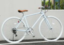街乗り自転車クロスバイク 700C 約27インチホワイトカラータイヤ シマノ製6段変速ギア搭載前輪クイックリリース仕様 スタイリッシュデザインホワイト ピンク イエロー グリーン ライトブルー ワインレッド グレー ブルーCROSSBIKE 3