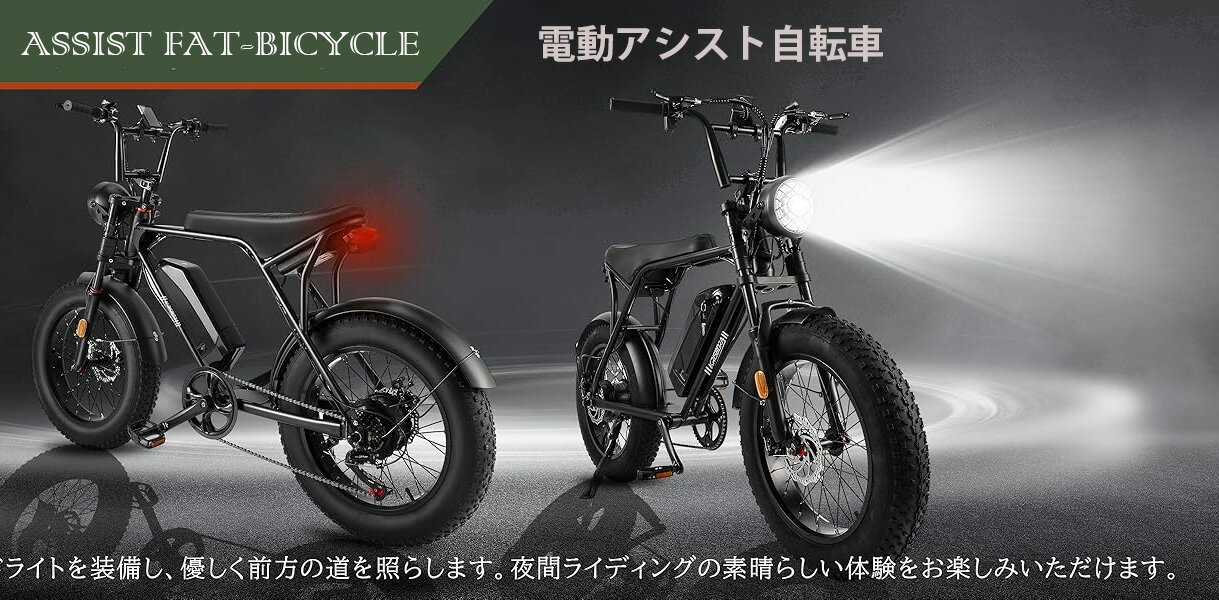 電動アシスト自転車 ファットバイク極太タイヤ20インチ自転車ディスクブレーキ＆Wサスペンション搭載お..