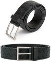 BOTTEGA VENETAボッテガヴェネタイントレチャートスムースカーフレザーベルトシルバースクエアプレートバックルブラック ボッテガベネタレクタンギュラーバ...