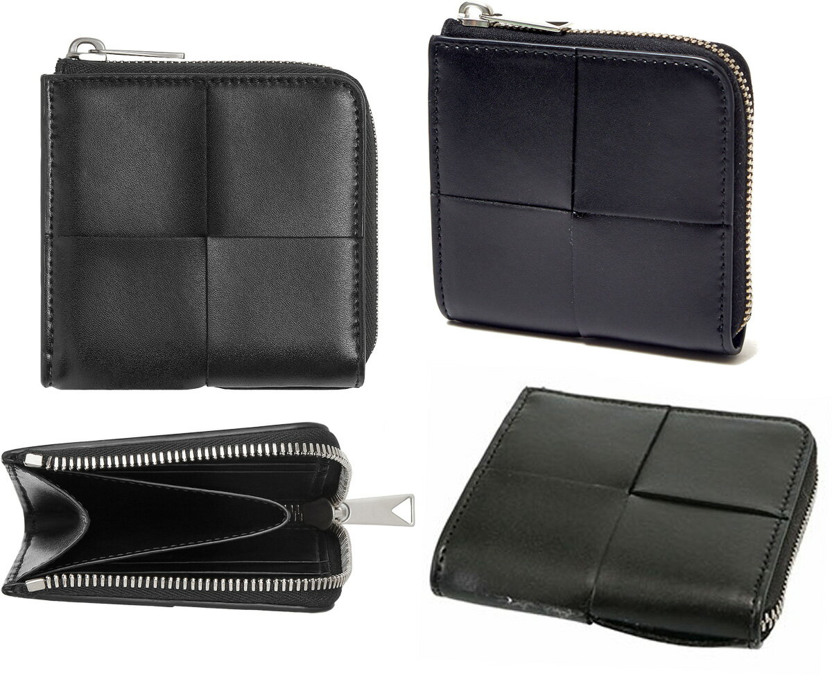 BOTTEGA VENETA ボッテガヴェネタL字ファスナーコインケース 二つ折り財布マキシイントレチャート 小銭入れ メンズ レディースダークネイビー カセッ...