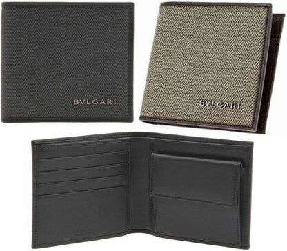 ブルガリ 革財布 メンズ BVLGARI ブルガリ 小銭入れ付き二つ折り財布 ウィークエンド2つ折り財布 メタルロゴコーティッドヘリテージキャンバスさいふ サイフ ウォレットダークグレー×ブラック ブラウン×ダークブラウンキャンバス ベージュ CANVAS WALLET WEEKEND