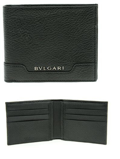 ブルガリ 革二つ折り財布 メンズ BVLGARI WALLETブルガリ 二つ折り財布URBAN アーバン小銭入れ無し グレインレザーさいふ サイフ ウォレット ブラック