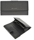 ブルガリ 長財布（メンズ） BVLGARI LONG WALLETブルガリ 小銭入れ付き長財布メタルロゴ ウィークエンドコーテッドヘリテージ Wホック長札さいふ サイフ ウォレットダークグレー×ブラックレザーLOGOWEEKENDMETAL