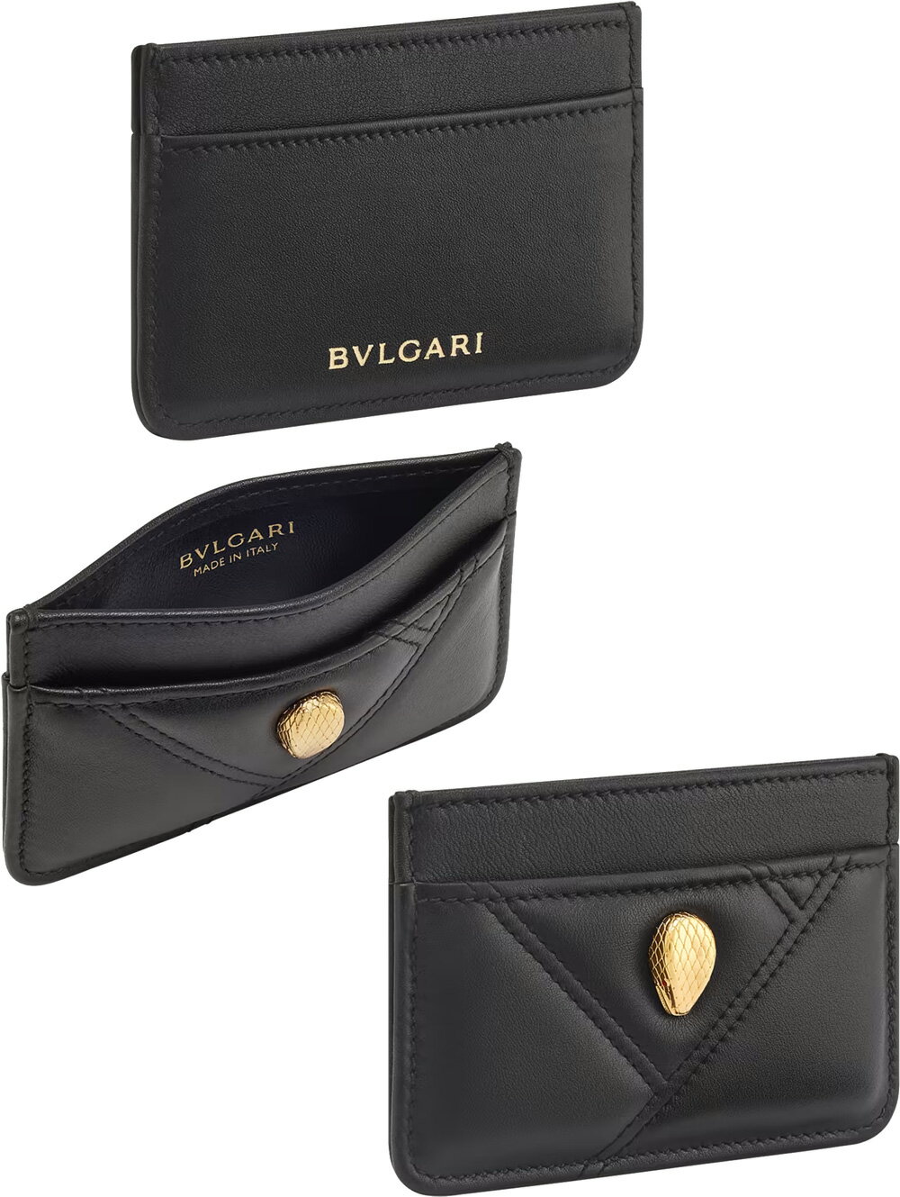 ブルガリ 名刺入れ BVLGARI ブルガリ パスケースメンズ レディース 定期入れ カードケースエナメル レッドアイスネークヘッドチャーム名刺入れ セルペンティフォーエバー 蛇頭チャームマキシマトラッセパターンカーフレザーセルペンティカボションカードホルダー