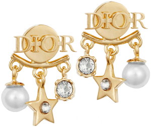 Christian Dior ピアスクリスチャンディオールゴールドシグネチャーロゴホワイトレジンパールホワイトクリスタル スターチャームトリプルスイングチャーム星＆真珠＆ダイヤモチーフ PIERCEDIOREVOD301GD耳元のアクセントに プレゼントに最適