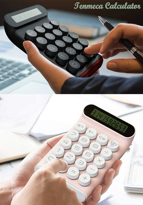 人間工学に基づいたデザイン電卓10桁計算機 ブラック ピンクメカニカルテンキーカリキュレーターゲーミングキーボードなどにも使われる機構素早く正確なキーを押す 経理や営業事務用に仕事場でもデザインにもコダワルならコレオートパワーオフ機能付