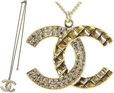 CHANEL シャネルペンダントネックレスコンビネーションマトラッセゴールドCCトップ　ココマーククリアラインストーンPENDANT NECKLACECCマーク アクセサリー