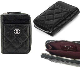 シャネル CHANEL シャネルラウンドファスナーコインケースブラック ピンク キャビアスキンレザークレジットカードケース CCロゴプレート コンパクトウォレット小銭入れ ミニ財布 マトラッセステッチCARDCASEMATELASSE