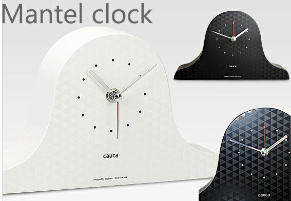 モダンデザイン マントルピースクロック置き時計ホワイト ブラック アナログクロック幾何学模様 デザイナー英国伝統 暖炉の上などに置く小山型置時計デスククロック