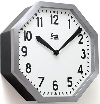 厚みのある八角形デザインウォールクロックアルミシルバー×ブラックホワイト掛け時計 滲みインデックス遠くからでも見やすい文字盤オフィス 壁掛け時計シンプル掛時計