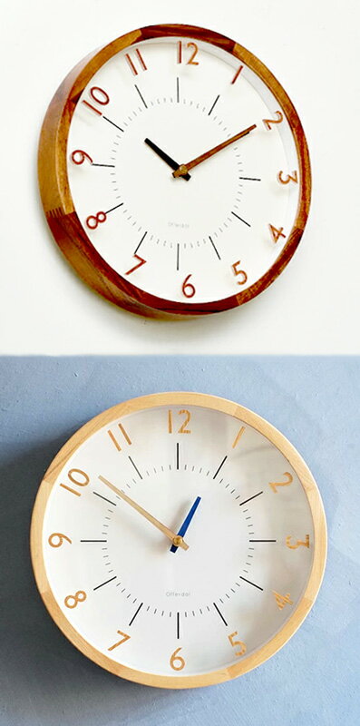 時間のズレも自動補正 電波時計丸型の木枠フレームオールドウッドウォールクロックホワイト文字盤 ブラウン ナチュラル壁掛け時計 アナログ 北欧スタイルテキストインデックスオンNATURALRADIOWALLCLOCK
