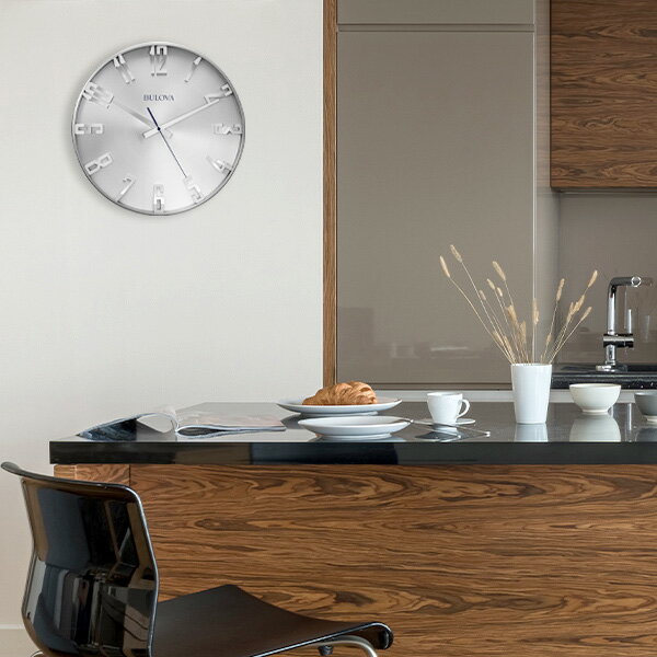 インテリアモダンデザイン掛け時計 立体で削り出しで影が見え隠れするんばーインデックスシルバーウォールクロック静かなスイープ機構 クォーツムーブメントトーンオントーン 浮彫数字 Quartz Modern [2]