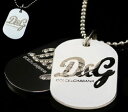 D&G DOLCE&GABBANAペンダントネックレス シルバーダブルドッグタグプレートラインストーンクラシックロゴ ホワイトオーバルプレートクリアロゴアクセサリー プレゼントメンズ レディース 男女兼用ドルチェ&ガッバーナ ドルガバ DJ0639