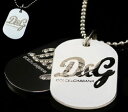 D&G DOLCE＆GABBANAペンダントネックレス シルバーダブルドッグタグプレートラインストーンクラシックロゴ ホワイトオーバルプレートクリアロゴアクセサリー プレゼントメンズ レディース 男女兼用ドルチェ＆ガッバーナ ドルガバ DJ0639