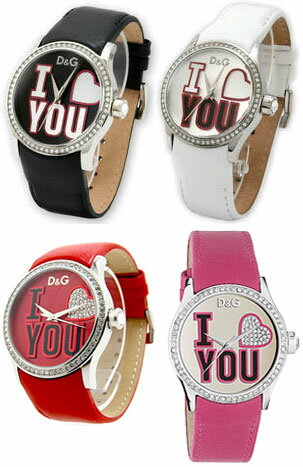 DOLCE＆GABBANAドルチェ＆ガッバーナ 腕時計 ビーマインD&G TIME watch Be Mineブラック レッド DW0146BKDW0147REホワイト ピンク DW0148WHW0149PKブラックレザーベルト ラインストーン ドルガバ ディー＆ジー レディース