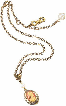 D&G ネックレス ジュエリーチェーンネックレス ゴールド ペンダントオーバルプレート×ゴールド×パールボールJewelry DJ0247DOLCE&GABBANA Necklace ドルチェ＆ガッバーナ ドルガバ レディース