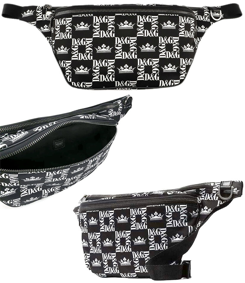 DOLCE&GABBANA D&G�ɥ���������åС��� �ɥ륬�� �������ȥХå� �������ܥǥ��ե���ȥ����ѥå��ǥ���&���� �Ф�ݤ� �ܥǥ��Хå������ѥ󥴡���ɡߥۥ磻�� ���� ���饦�� �֥�å���٥å��Ǥ������ץ졼��LOGO BUM BAG8S574BKHNY47CR