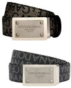 DOLCE＆GABBANA D Gドルチェ＆ガッバーナメンズ オールオーバーロゴ コットン×レザーベルトコーティングジャカード織地 ブラック ブラウンロゴ刻印プレートバックルドルガバ イタリア製 ITALY BELT 89875BR8B956BK