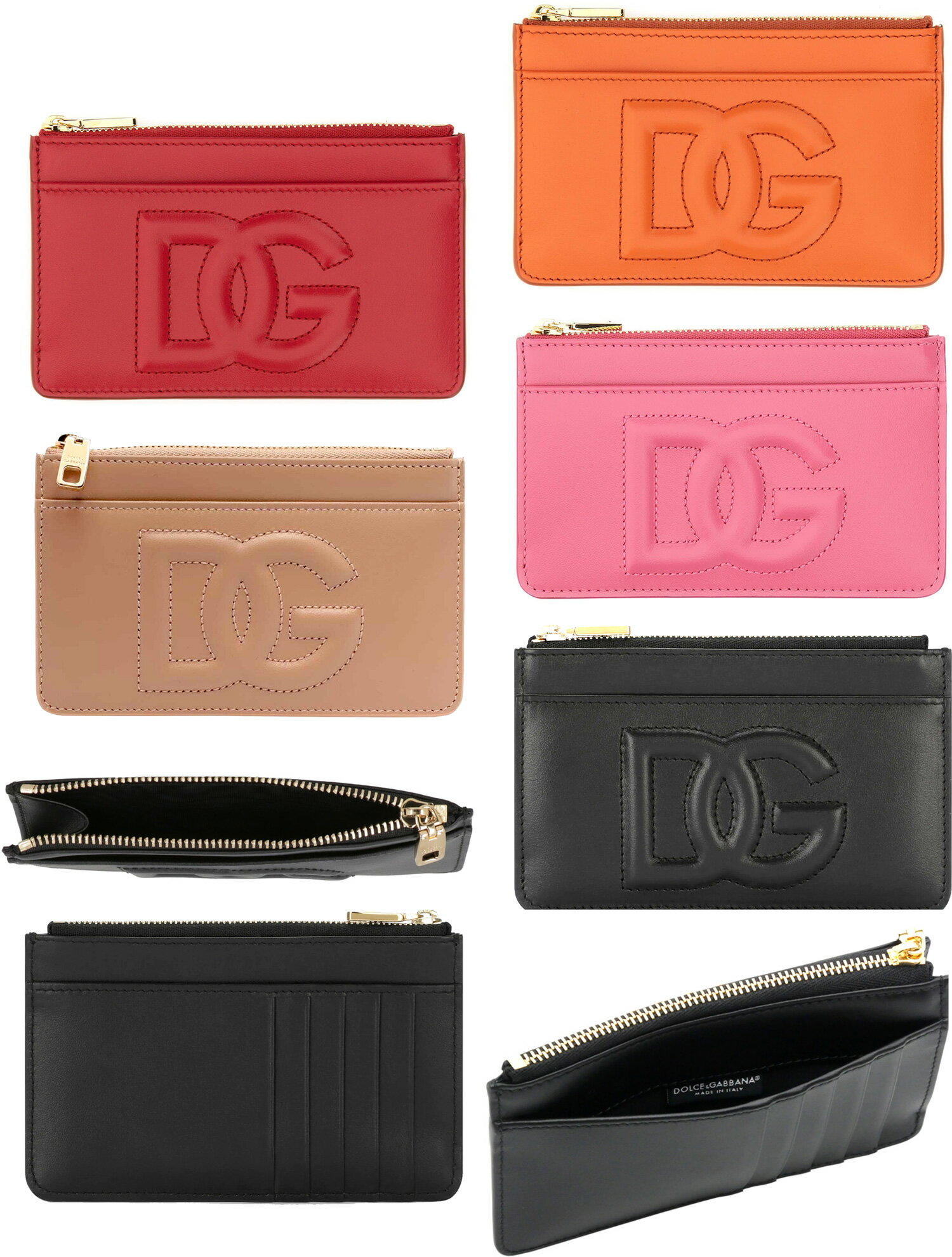 Ｄ＆Ｇ 財布（メンズ） DOLCE＆GABBANA D&Gドルチェ＆ガッバーナレディース メンズ 立体キルティングDGロゴファスナー小銭入れ付きクレジットカードケースコインケース付きカードホルダー 財布ドルガバ フラグメントケースブラック レッド オレンジ ピンク ベージュ