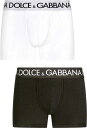 ドルチェ&ガッバーナ DOLCE&GABBANA D&Gドルチェ＆ガッバーナドルガバ ボクサーパンツ コントラストロゴメンズ おしゃれボクサーブリーフパンツホワイト ブラック 2ウェイストレッチコットン 単色2枚セットアンダーウェア 下着 アンダーショーツN0000W0800WH UNDERWEAR