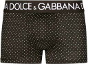 ドルチェ&ガッバーナ DOLCE&GABBANA D&Gドルチェ＆ガッバーナメンズ おしゃれボクサーパンツ ドルガバブラック×ホワイトポルカドット水玉プリントブラックリブ×ホワイトロゴ アンダーウェア ボクサーブリーフ ディー＆ジー 下UNDERWEAR BKWH