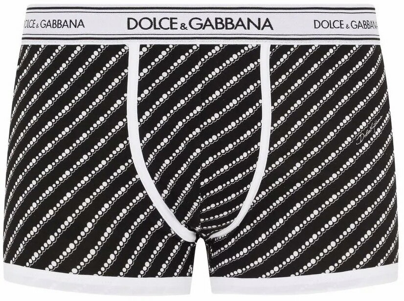 ドルチェ&ガッバーナ DOLCE&GABBANA D&G ドルチェ＆ガッバーナ ドルガバポルカドットプリントジャージーボクサーパンツメンズ リブロゴボクサーブリーフパンツゴムウエストテープロゴ ブラック スラッシュストライプアンダーウェア ドルガバ ディー＆ジー UNDER WEAR