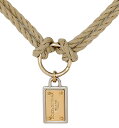 DOLCE&GABBANA D&Gドルガバ ドルチェ&ガッバーナ2重コットン製コードペンダントネックレス ドルガバ ディー&ジー マリーナコードネックレスベージュロープ×パラジウムシルバー×ゴールドロゴ刻印プレート スクエアタグPENDANT NECKLACE M0121BEGD