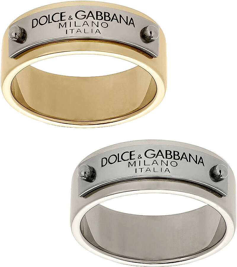 ドルガバ 指輪 DOLCE&GABBANA D&Gドルチェ＆ガッバーナ ドルガバ刻印ロゴプレートメタルバンドリングメンズ イタリア製 指輪2ポイント ロゴ刻印プレート ゴールド シルバーシンプルスタイルリングJEWELS BANDRINGW111187655SLZOO00GD