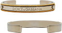 DOLCE&GABBANA D&Gイタリア製 メンズバングルブレスレットドルチェ&ガッバーナ ドルガバマリーナメタルリジッドブレスゴールドコード イタリアミラノ ロゴ刻印プレート ディー&ジー ブラス87655SL Marina Silver Logo Bangle Cuff Bracelet 87562SL