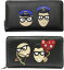 DOLCE&GABBANA D&Gドルチェ&ガッバーナ ドルガバメンズ小銭入れ付きラウンドファスナー長財布眼鏡をかけた男性2人 ラジカセ&音符トランペット&サックス&ハット警官 シェフ 型押し牛革 ブラックデザイナーズパッチ ミュージック 80999BK