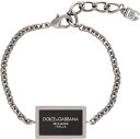 DOLCE&GABBANA D&Gドルチェ&ガッバーナ チェーンブレスレットブラックエナメルロゴプレートメタプレート×シルバー メンズ レディースドルガバ レクタンギュラーメタル男女兼用 プレゼント ファッション BRACELETG7657BKSL(4)