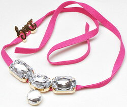 D&G ネックレス　ジュエリーDOLCE&GABBANAレザーチョーカーネックレスレッド×クリアクリスタル　ゴールドロゴDJ0465Jewelry Necklaceドルチェ＆ガッバーナドルガバ　レディース