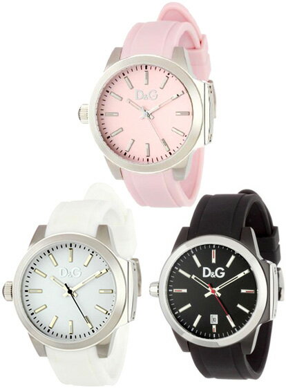 DOLCE＆GABBANAドルチェ＆ガッバーナ 腕時計 ラウンドD&G TIME watch DW0745DW0746WH DW0747アナログ 日付表示ソルト＆ペッパーホワイト ブラック ライトピンク ラバーベルトSalt＆Pepperドルガバ ディー＆ジー メンズ