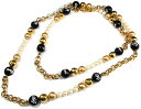 D&G ネックレスボールチェーンネックレス ロゴプリントブラックボール ゴールド×パール ペンダントDOLCE&GABBANA Jewelry DJ0620ドルチェ&ガッバーナ ドルガバ レディース