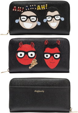 DOLCE＆GABBANAドルチェ＆ガッバーナ D&G型押しレザーブラック眼鏡赤鬼 泣き笑いコンビデザイナーズパッチ小銭入れ付きラウンドファスナー長財布背面ポケットドルガバ レッドゴブ ディアオブティア ベージュ×ライトブルー ウェリントングラス