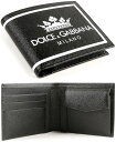 Ｄ＆Ｇ 二つ折り財布（メンズ） DOLCE&GABBANA D&Gドルチェ＆ガッバーナ ドルガバメンズ 小銭入れ付き二つ折り財布ホワイトクラウン＆ミラノロゴ2つ折り財布 ビルフォールドウォレット ドーフィンカーフレザーホワイトライン 王冠CROWN＆MILANOLOGOHNR18BK BILLFOLD COIN WALLET